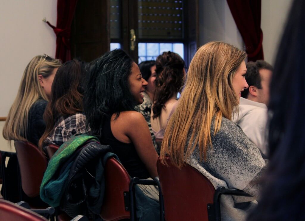 Laughing students are happy students.