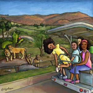 illustration created for the book, "Lori Leak Travels to San Diego"