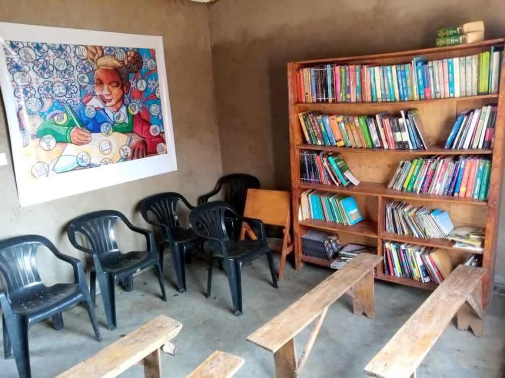 A Girl's Education drawing hanging up in Balaka