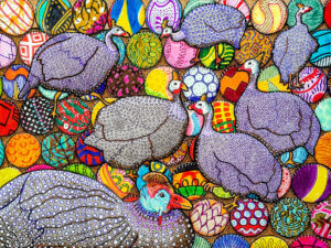 Make It Happen Guinea Fowl | 12 x 9 in. | watercolor pens on vellum | 2022