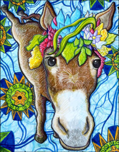 Kick Ass Donkey | 11 x 14 in. | watercolor pens on vellum | 2021