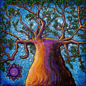 Connected. Crown Chakra Meditation | 12 x 12 in. | acrylic on canvas | 2022