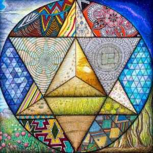 South African Merkaba. Healing Meditation | 18 x 18 in. | watercolor pens and acrylic on vellum | 2023