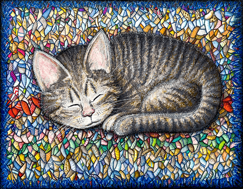 one of my new textile drawings.
Cat on a mat by Kristen Palana.
