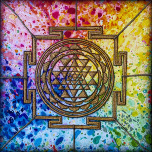 Healing Art. Sri Yantra. Meditation on Miracles | 18 x 18 in. | ink and acrylic on vellum | 2023