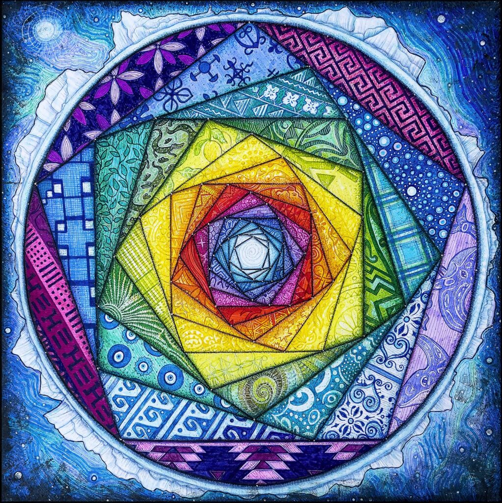 Healing art by Kristen Palana. 18 x 18 in. | ink and acrylic on vellum | 2024