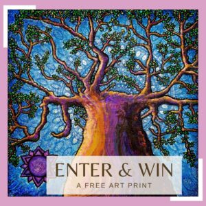 Connected: Cown Chakra Meditation Baobab painting