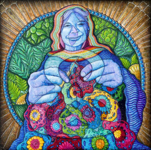 Grandmother | 18 x18 in. | ink and acrylic on watercolor paper | 2025