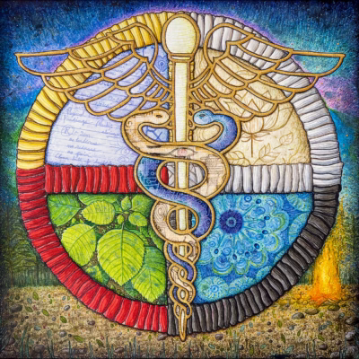 A Place for Healing | 18 x18 in. | ink and acrylic on watercolor paper | 2025